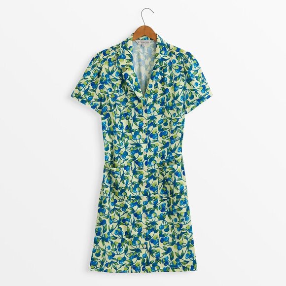 Womens Size Small J. Peterman Cherry Fruit Button-Down Shift Dress with Pockets - Picture 5 of 7